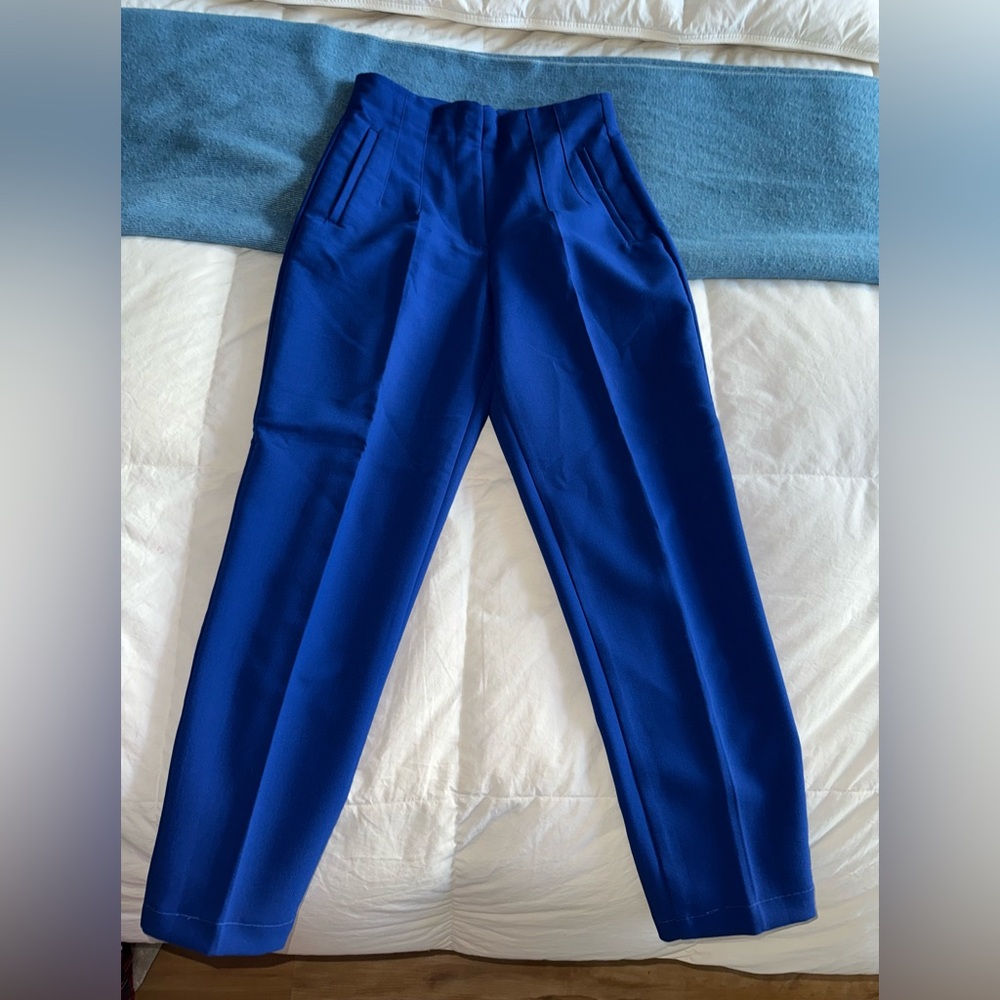 Zara Women High Waist Royal Blue Trousers